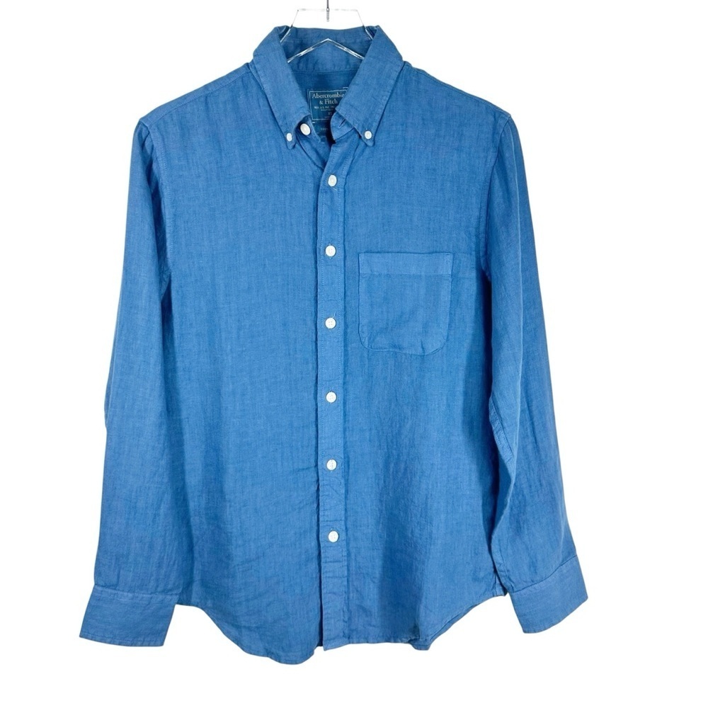 ABERCROMBIE & FITCH Blue Lightweight Linen Button Down Shirt Size XS